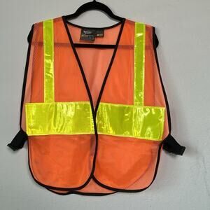 Western Safety Orange Mesh Reflective Vest Hook & Loop Front Closure Side Buckle